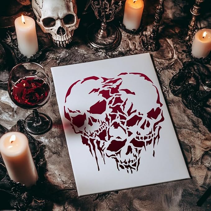 Triple Struggling Skulls Journal Stencil - Image 4