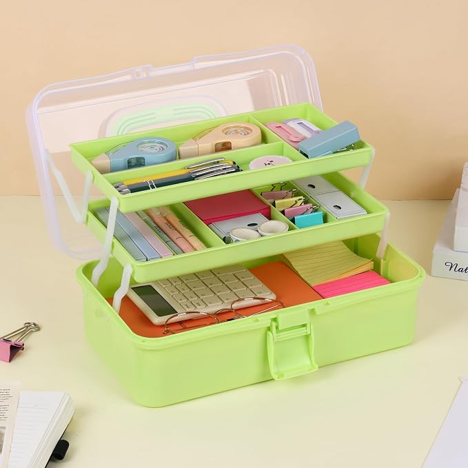 Small Toolbox with Handle, Tackle Box 3-Layer Craft Organizers, Portable - Image 5