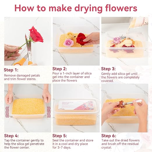 2LBS Silica Gel Flower Drying Crystals, Reusable Flower Preservation Kit - Image 5