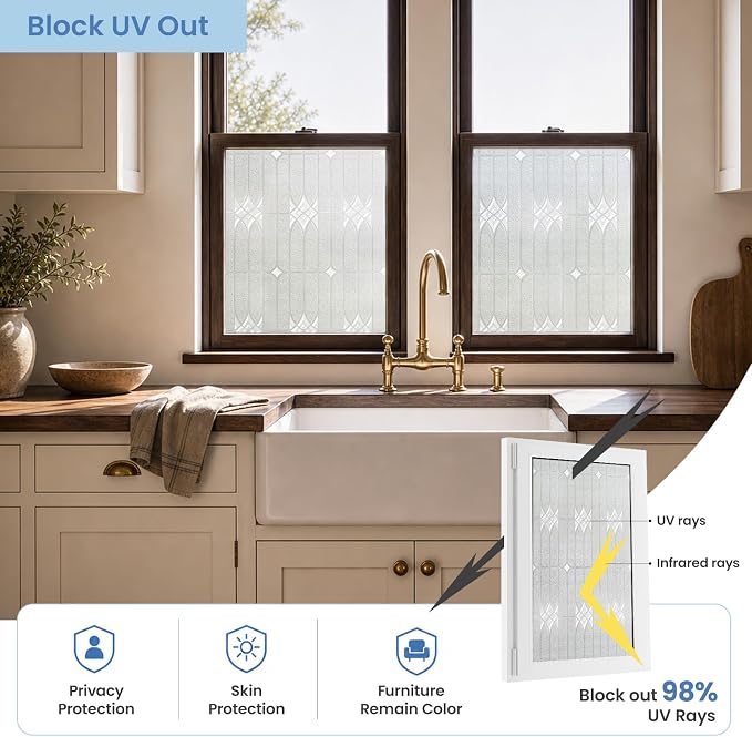 ADD.HERES Window Privacy Film, Stained Glass Decorative Static Cling, Removable - Image 4