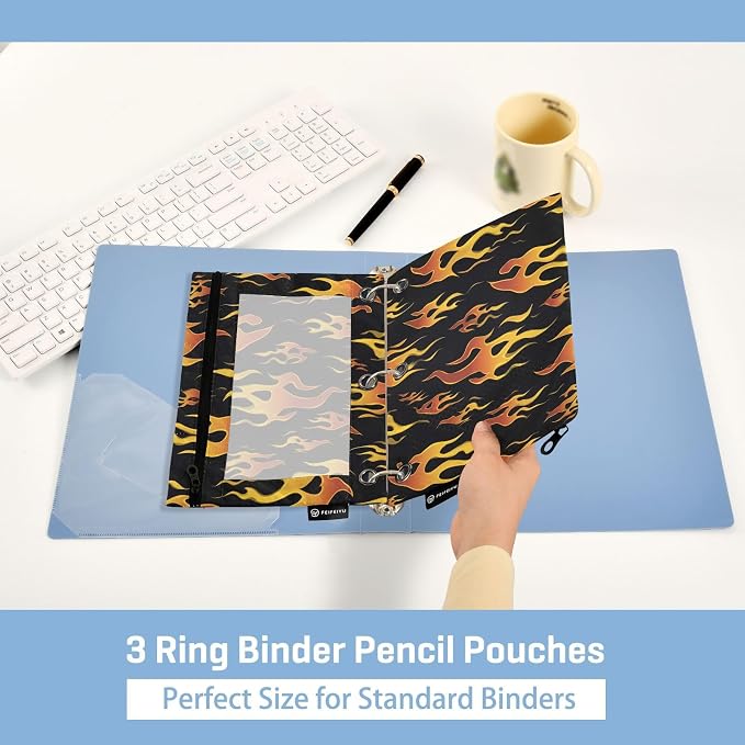 Yellow Orange Fire Flames Pencil Pouch - Image 4