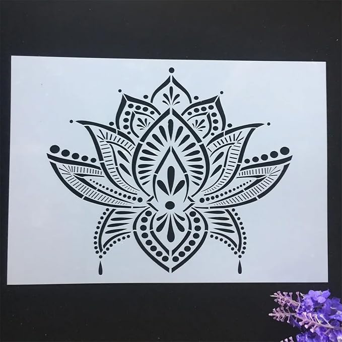 TIAMECH A4 Reusable Sacred Lotus Flower Stencil - Image 4