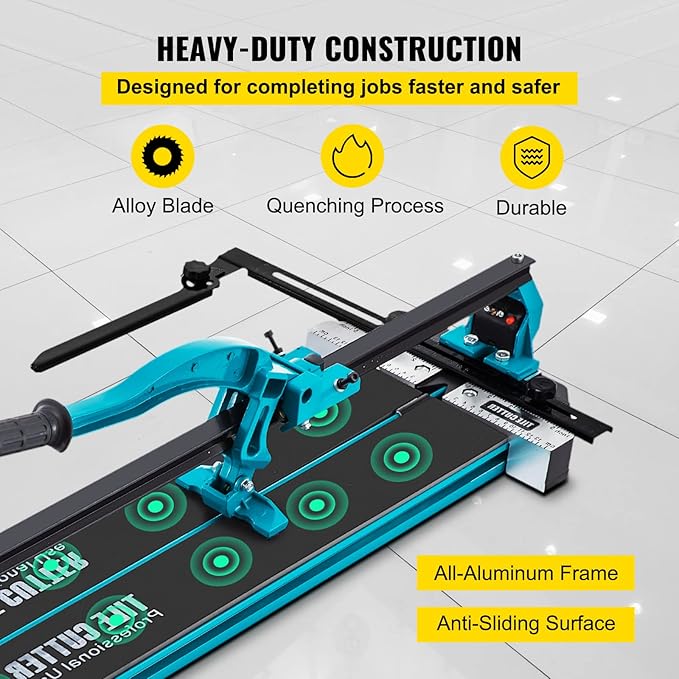 Mophorn 48 Inch Tile Cutter Single Rail Double Brackets Manual Tile Cutter 3/5 in Cap w/Precise Laser Manual Cutter Tools for Precision Cutting (48 Inch)