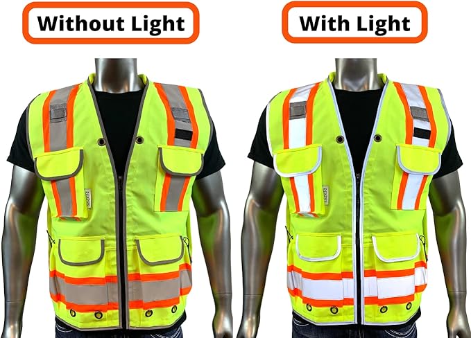 A Reflective Safety Vest For men Class 2 Heavy Woven Two Tone Engineer Hi Viz Safety Vest 3M Tape