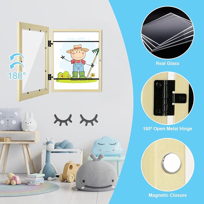 Kids Art Frames, 8.5x11 Front Opening Kids Artwork Frames Changeable, Apricot - Image 6