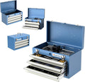 Metal Tool Box,3 Drawer Tool Box with Top Storage Tray, Portable Tool Chest with Locking System and Drawer Liner, Hand Carrying Tool Chest for Garage,Home or Workbench