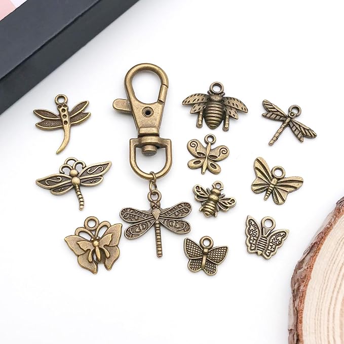 WOCRAFT 60pcs Antique Bronze Butterfly Charms Bracelet Charms - Image 5