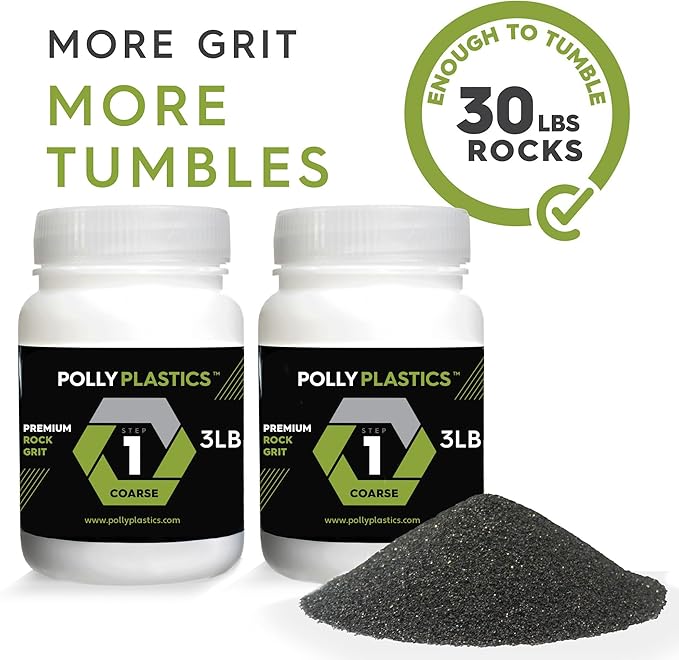 Polly Plastics Rock Tumbler Grit and Polish Refill Media Kit | 4-Steps Supplies for Tumbling and Polishing Stones | Professionals Adults and Kids | Polish 20lbs of Rocks (Bulk Stage 1 Refill)