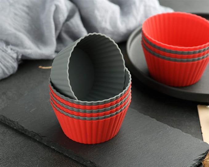 12 Pack Reusable Nonstick Jumbo Silicone Baking Cups, Cupcake and Muffin Liners - Image 2