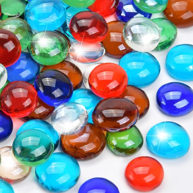 2LB Mixed Color Flat Glass Marbles by RUOJAS