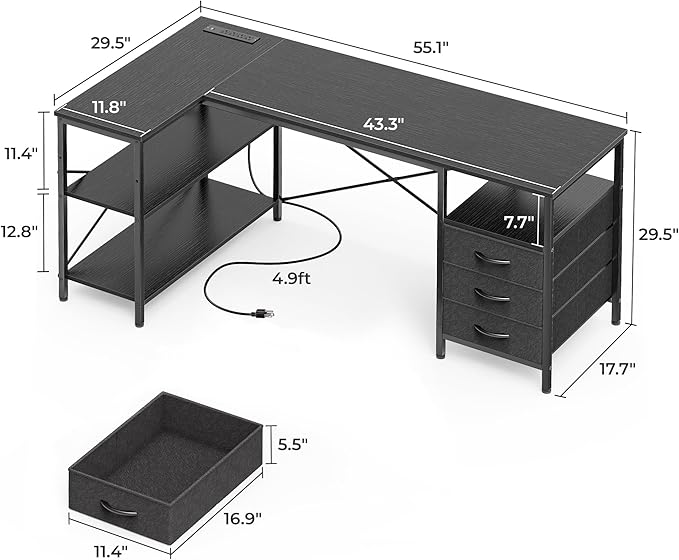 Huuger L Shaped Office Desk - Image 3