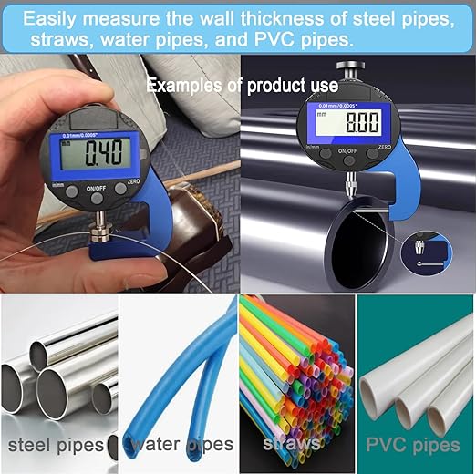 Digital Micrometer Measuring IndicatorMeasuring Range 0-10mm0.0005''/0.01 mm Measuring Indicator, Digital Thickness Gauge, for Hollow Tubes, Round Tubes Products, etc.（JT）