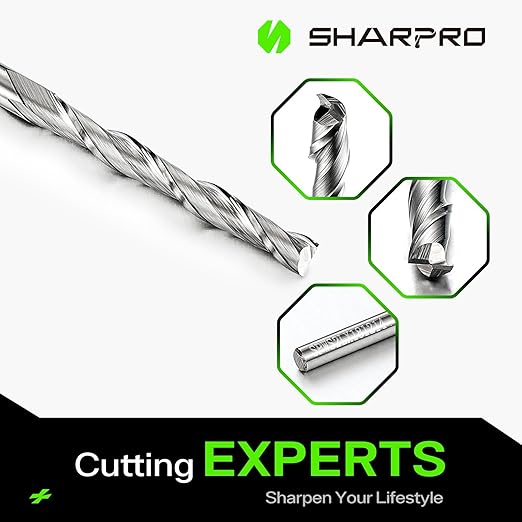 Spiral Upcut Router Bit Set 1/8 Inch Shank 1/8 Inch Cutting Dia. 1'' CL. 2-1/4'' OVL. Carbide Upcut CNC Router Bits, Ideal for Wood Engraving and Plunging Applications (3PCS)