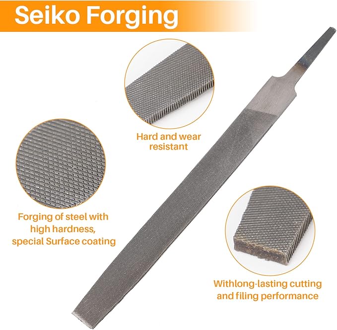 6-inch Flat Medium Cut File, Double Cut Teeth, High Carbon Steel, Single Hand File Without Handle, Suitable for Shaping Metal, Wood, etc.