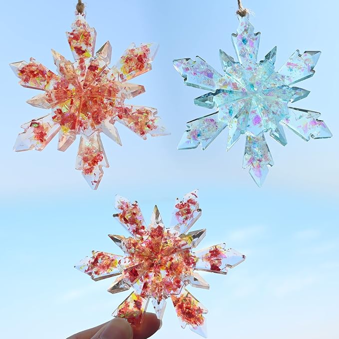 Sakolla 5 Pieces Christmas Silicone Resin Molds 3D Snowflake Molds Silicone - Image 5