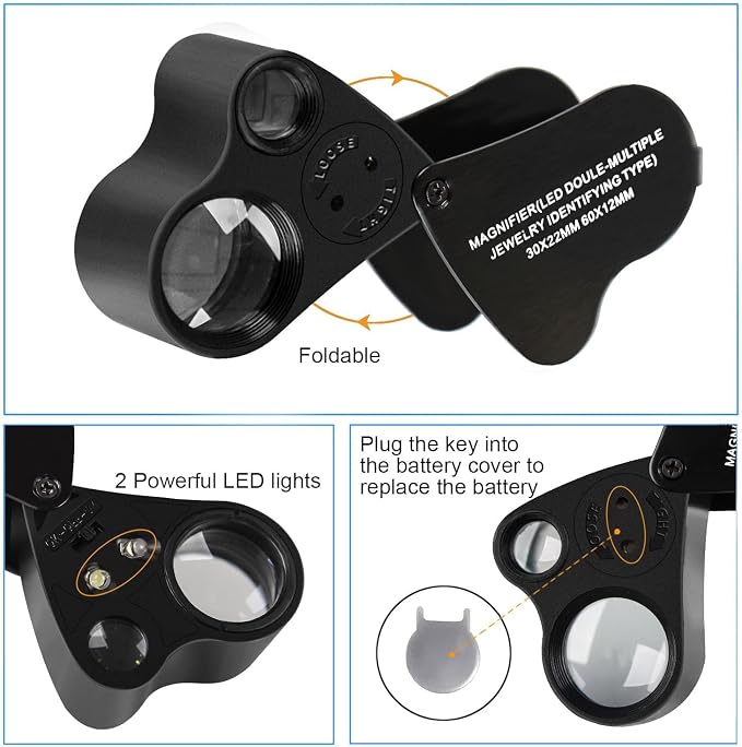 HMKIS Jewelers Loupe, 2 Pack Magnifying Glass - Image 4