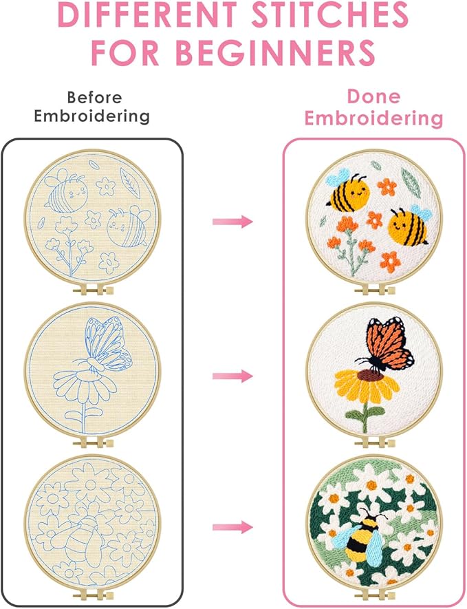TINDTOP Punch Needle Kits, Flowers Punch Embroidery Kits - Image 3