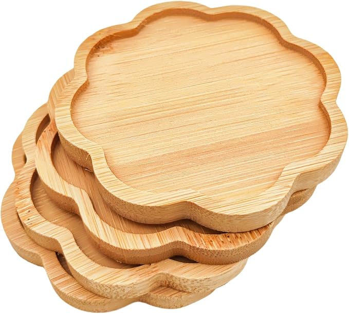 4PCS Mosaic Bamboo Coasters for Crafts, Blank Base Trays, Drinking Cup Coaster - Image 7