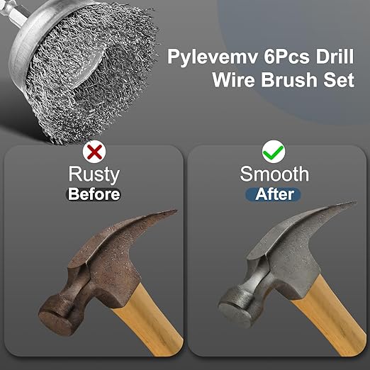 19Pcs Professional Wire Wheel Brush, Carbon Steel Wire Cup Brush for Drill, Drill Wire Brush for Cleaning Rust, Wire Brush Drill Attachments with 1/4 Inch Hex Shank