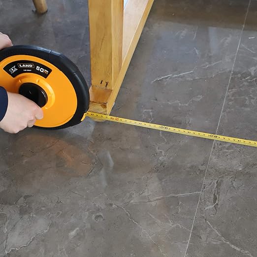 LAND 165FT/50M Fiberglass Tape Measure - Dual-Inch/Metric Scale, Lightweight & Durable, Portable Long Measuring Tape for Construction, Surveying, Landscaping