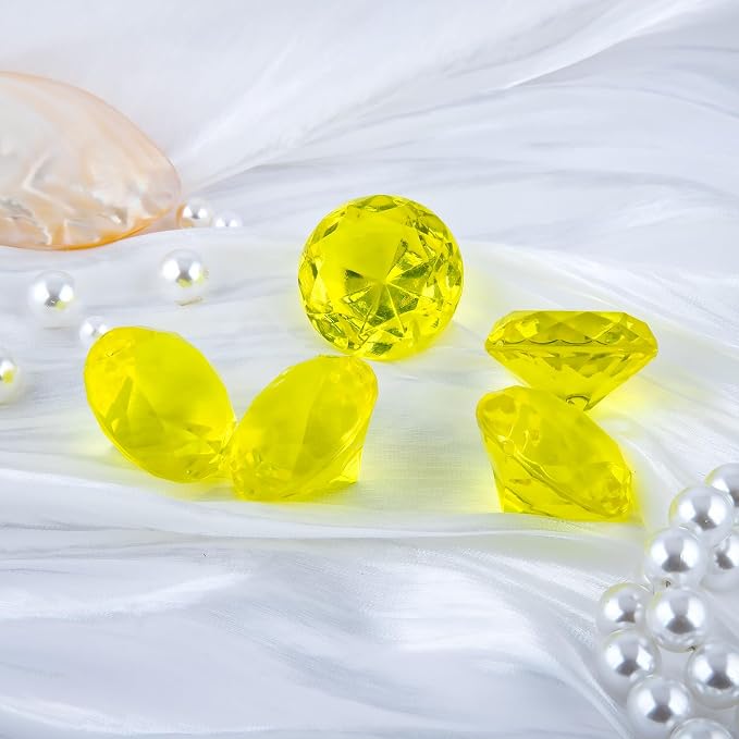 Niceup 26PCS Yellow Fake Diamonds Big Gem Toys, 1.5in Pool Diving Gems Acrylic - Image 2