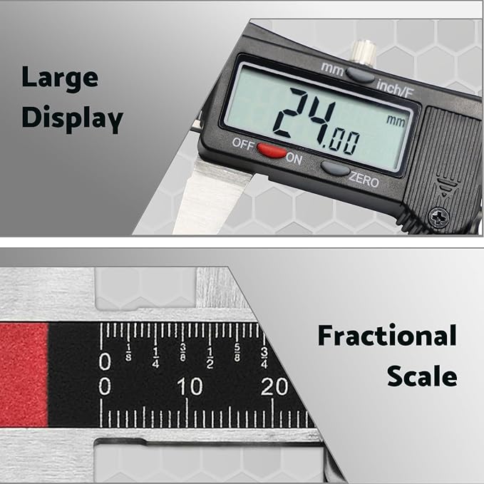 S&F STEAD & FAST Digital Calipers Measuring Tool 6 inch DCXD6-SS-PB, Micrometer Caliper Digital, Vernier Caliper Stainless Steel to Measure Inch Fractions Millimeter