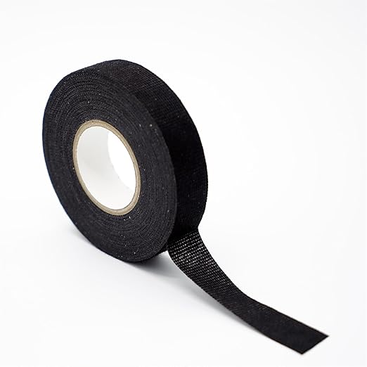 Wire Harness Cloth Tape, 3/4-Inch by 49-Foot (5 Rolls), Speaker Wiring Harness Cloth Tape, Black Adhesive Fabric Tape, for Automobile Electrical Wire harnessing Noise Dampening Heat Proof