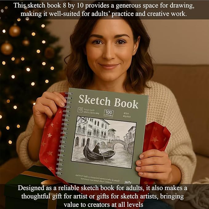 SuFly Spiral Bound Sketchbook 8x10, 100 Sheets Hardcover Sketch Books, - Image 8