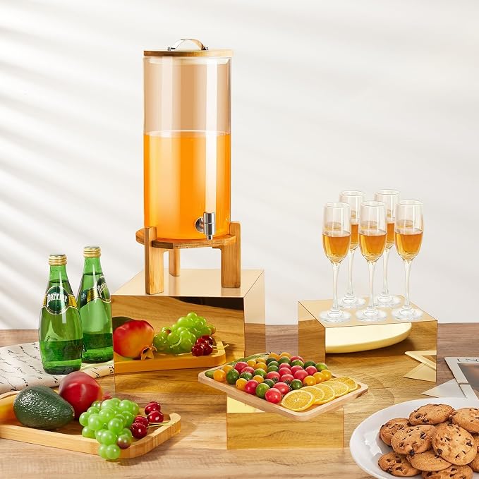 3Pcs Gold Acrylic Riser Display Stands Mirrored Nesting Cube Boxes | Pedestal - Image 3