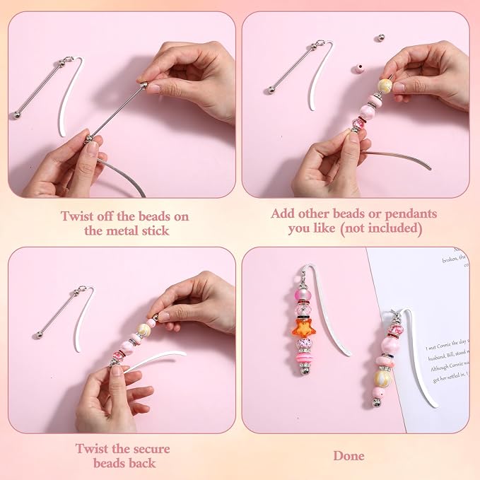 40pcs Beadable Bookmarks DIY Metal Blank Bar Bookmark - Image 3