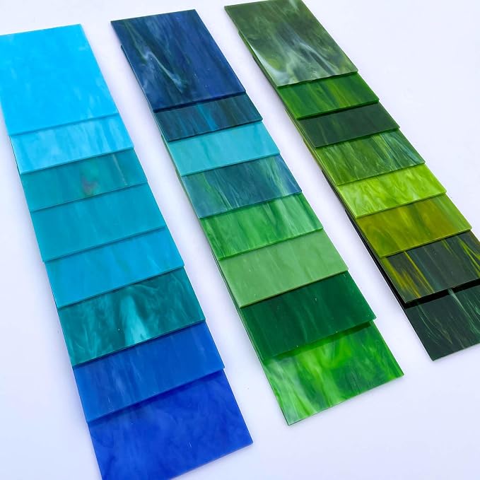 LITMIND 24 Sheets Blue & Green Stained Glass Variety Pack – 4 x 6 Inch Art - Image 7