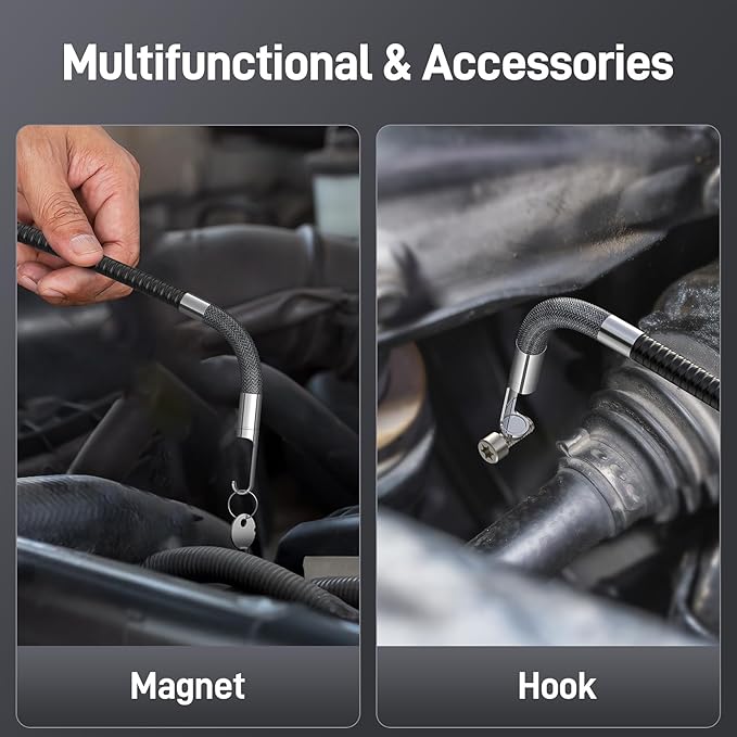 Teslong Two-Way Articulating Borescope with Light, USB-C Endoscope Inspection Camera with 5FT Semi-Rigid Probe, Flexible Snake Scope for Home Repair, Automotive, Compatible with iPhone 15/16 & Android