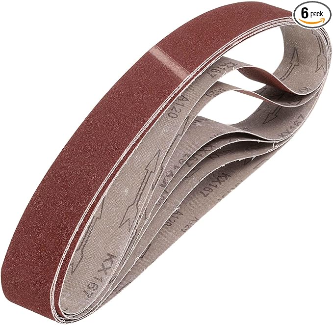 HARFINGTON 2 x 48 Inch Sanding Belts, 6 Pcs 120 Grit Aluminum Oxide Abrasive Belt Sander File Belt for Woodworking, Metal Polishing, Knife Sharpener
