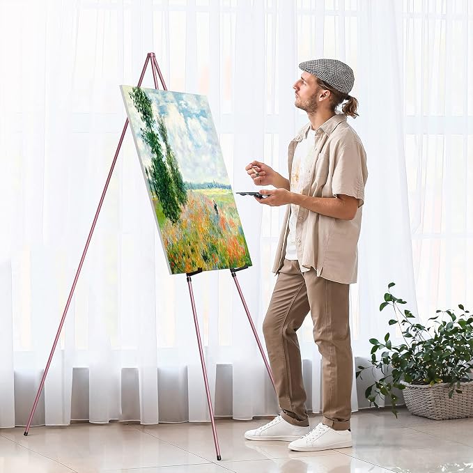 Easel Stand for Display, Aredy 63" Portable Painting Easel, Lightweight Metal - Image 9