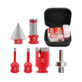 Diamond Core Drill Bit Set - 6pcs (6/8/35mm+20mm Drilling Milling Bit+35mm Beveling Chamfer Bit+HEX) Diamond Hole Saw Kit for Porcelain Ceramic Tile Marble Granite