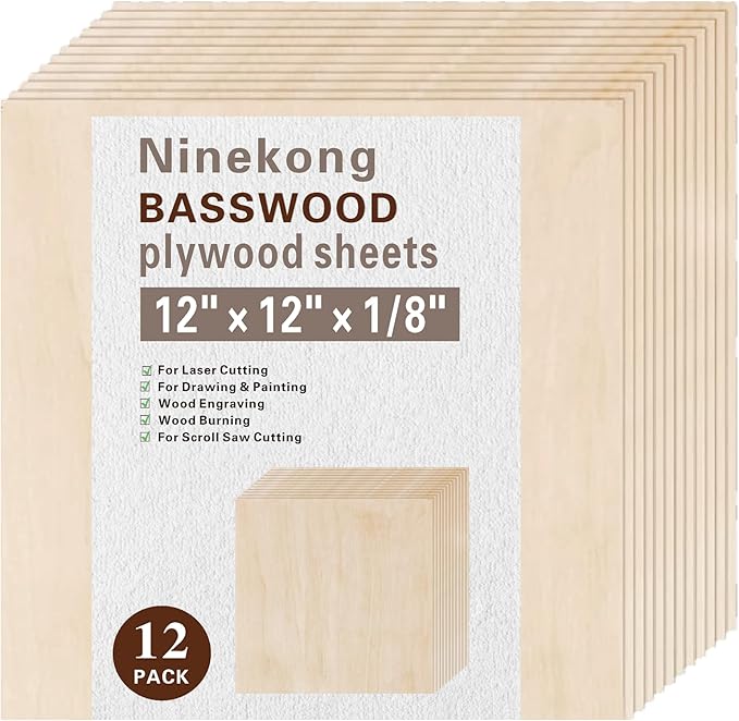 12 Pack Basswood Sheets 1/8 inch, 3mm Basswood by Unknown