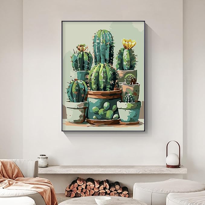 Yezavesu Cactus Framed Paint by Numbers Kit - Image 6