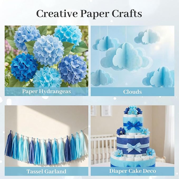 Shindel 330 Sheets Blue Tissue Paper, 14x10 Inch Gift Wrapping Tissue Paper - Image 6