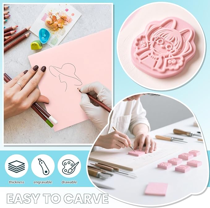 6 Pack 8"x10" Large Rubber Carving Blocks - Image 4