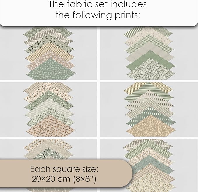 Cotton Satin Patchwork Fabric Panel – 35 Designs, 20×20 cm Squares, Single - Image 7
