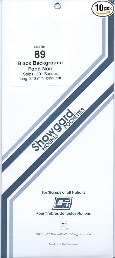 Strip Style Black Stamp Mounts Size 89 by Showgard