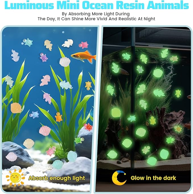 400pcs Luminous Mini Ocean Resin Animals Starfish Jellyfish Seashell Mini - Image 4