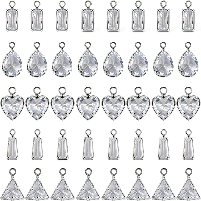 stino Tiny Crystal Clear Cubic Zirconia Charms Set, 40 Pieces | Mixed Shapes by stino