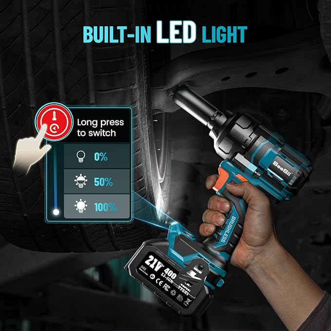 SEESII Impact Wrench 900 FT-LBS(1200N.m) 2900IPM 1/2 Impact Gun High Torque Electric Cordless Impact Wrench with 21V 2x4.0Ah Battery 5 Sockets and Case for Home Car Truck Tire Lug Nut Removal Tool Set