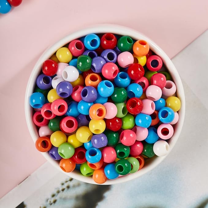 160pcs 12mm Plastics Acrylic Beads Mix 10 Color Large Hole Hair Beads - Image 2
