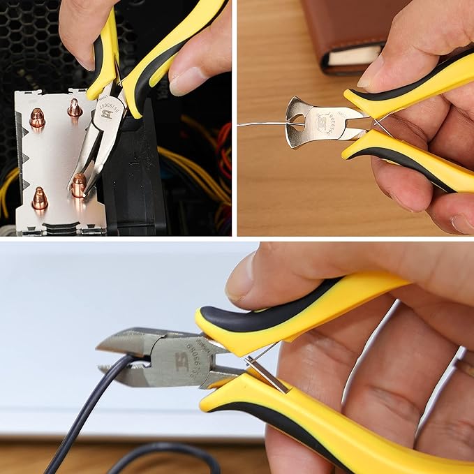 BOSI TOOLS 6-piece Mini Pliers Set, Needle Nose Pliers, Diagonal Pliers, Long Nose Pliers, Bent Nose Pliers, End Cutters and Linesman Pliers, with Storage Pouch Making Craft Electronic Repair