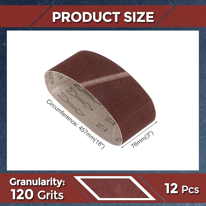 5 Pcs Sanding Belts 3 x 18 Inch 120 Grit Aluminum Oxide Abrasive Sandpaper for Belt Sander Metal Grinding Wood Working Weld Rust Removal