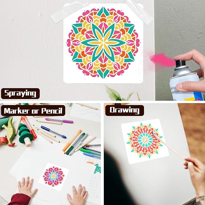 Mandala Stencils for Painting, Small Diwali Rangoli Stencils for Crafts on Wood - Image 2