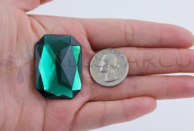 40x30mm Green Emerald A10 Large Flat Back Octagon Acrylic Rhinestones Cosplay - Image 2