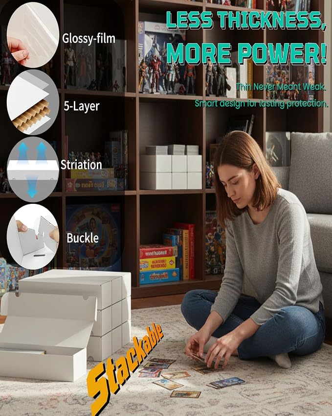 Card Box for Trading Cards, 14 Inch Laminated Card Storage Box - Image 6